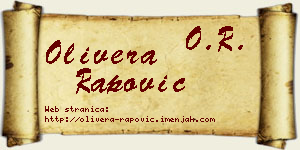 Olivera Rapović vizit kartica